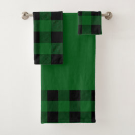 Oudgroene Buffalo Plaid Bad Handdoek