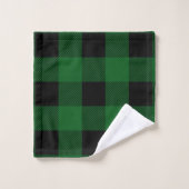 Oudgroene Buffalo Plaid Bad Handdoek (Wasdoekje)