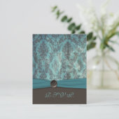 Oudgroene en bruine damast RSVP kaart (Staand voorkant)