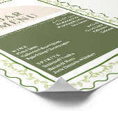 Oudgroene en Crème Bloemrijke Bar Drankkaart Poster (Hoek)