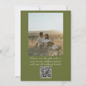 Oudgroene Geld Foto QR Code Huwelijk Kaart (Achterkant)