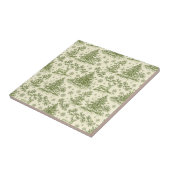 Oudgroene Kerst Toile Hertenpatroon Tegeltje (Zijkant)