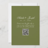 Oudgroene Olijfgroene QR-code Huwelijk Kaart (Achterkant)