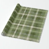 Oudgroene rustieke geruite patroon cadeaupapier (Uitgerold)