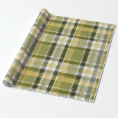 Oudgroene rustieke geruite patroon cadeaupapier (Uitgerold)