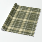 Oudgroene Rustieke Geruite Plaid Patroon Cadeaupapier (Uitgerold)