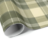 Oudgroene Rustieke Geruite Plaid Patroon Cadeaupapier (Rol Hoek)