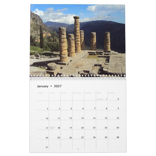 Oudheden van Griekenland Kalender (Jan 2027)