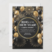 Oudjaar Black Gold Feest Uitnodiging (Voorkant)