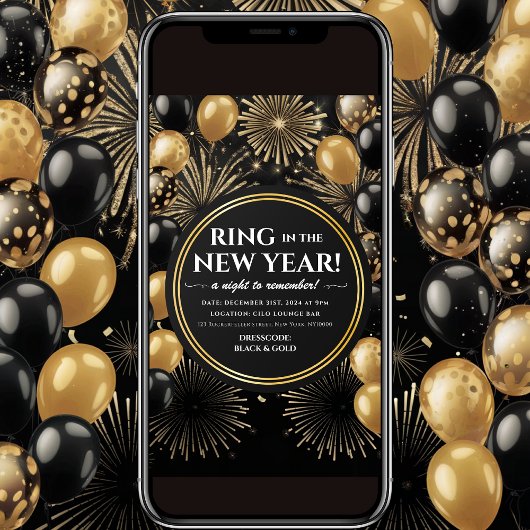 Oudjaar Black Gold Feest Uitnodiging