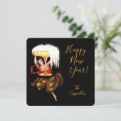 Oudjaar Champagne Toast Feestdagenkaart (Staand voorkant)