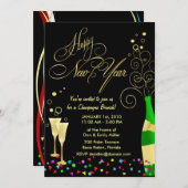 Oudjaarfeest Uitnodigingen - Champagne Brunch (Voorkant / Achterkant)