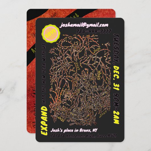 OUDJAARSAVOND UITNODIGING & kerstkaart voor flat/a (Voorkant / Achterkant)