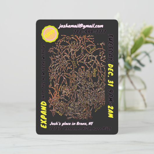 OUDJAARSAVOND UITNODIGING & kerstkaart voor het ap (Staand voorkant)