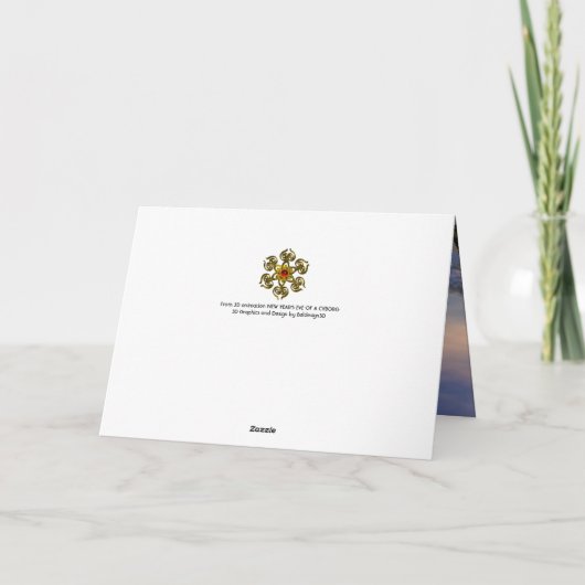 OUDJAARSAVOND VAN EEN CYBORG FEESTDAGEN KAART (Achterkant)