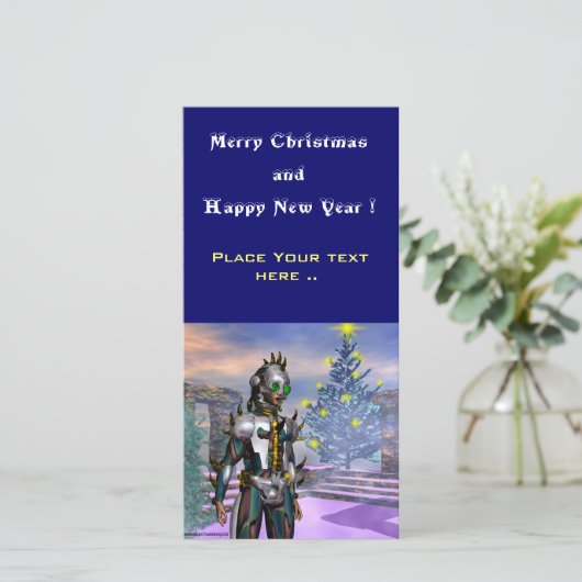 OUDJAARSAVOND VAN EEN CYBORG FEESTDAGENKAART (Staand voorkant)