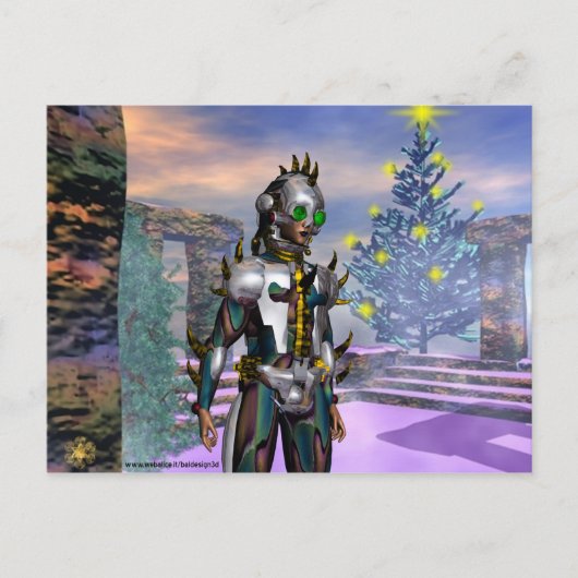 OUDJAARSAVOND VAN EEN CYBORG FEESTDAGENKAART (Voorkant)