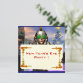 OUDJAARSAVOND VAN EEN CYBORG FEESTDAGENKAART (Staand voorkant)