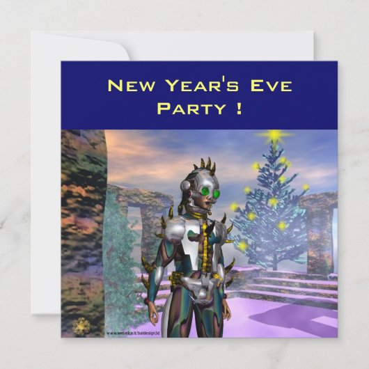 OUDJAARSAVOND VAN EEN CYBORG FEESTDAGENKAART (Voorkant)