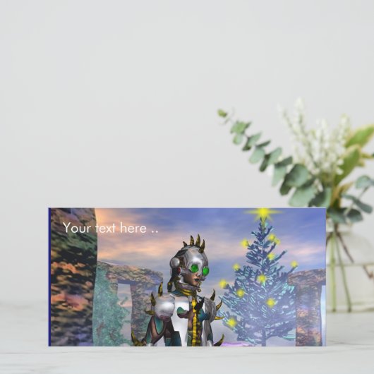 OUDJAARSAVOND VAN EEN CYBORG FEESTDAGENKAART (Staand voorkant)