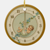 Oudjaarsbabys Vintage Klok Keramisch Ornament (Achterkant)