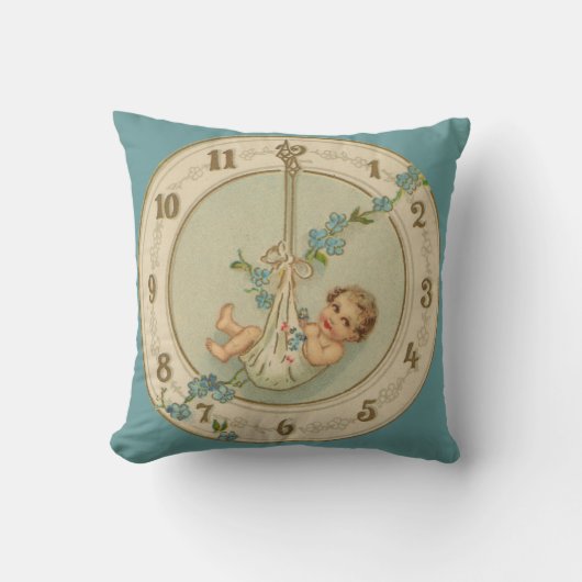 Oudjaarsbabys Vintage Klok Kussen (Voorkant)