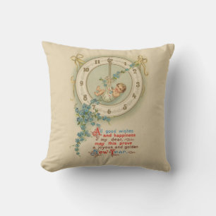 Oudjaarsbabys Vintage Klok Kussen