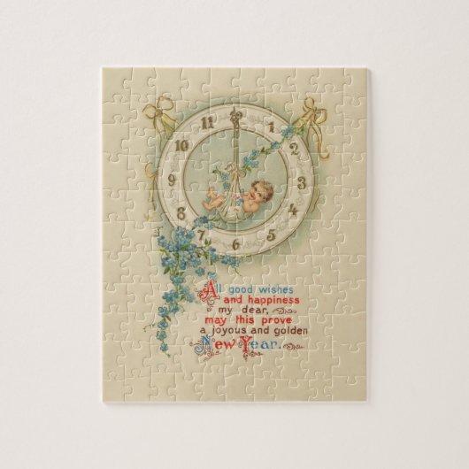 Oudjaarsbabys Vintage Klok Legpuzzel (Verticaal)