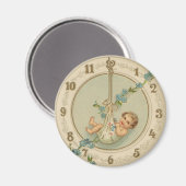 Oudjaarsbabys Vintage Klok Magneet (Voorkant / Achterkant)