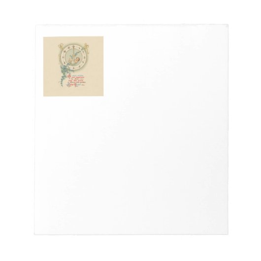 Oudjaarsbabys Vintage Klok Notitieblok (Voorkant)