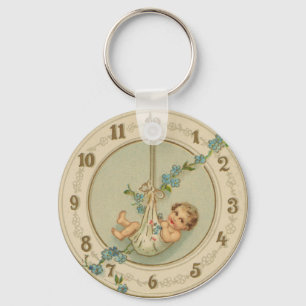 Oudjaarsbabys Vintage Klok Sleutelhanger