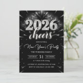 Oudjaarsfeest 2026 Zilver Modern Kaart (Staand voorkant)
