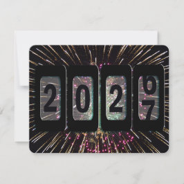Oudjaarsfeest 2027 met kilometerteller en vuurwerk kaart