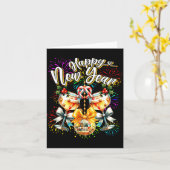 Oudjaarsfeest Champagne Disco Coquette Boog Nieuwj Kaart (Gele Bloem)