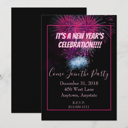 Oudjaarsfeest en vieringen kaart (Voorkant / Achterkant)