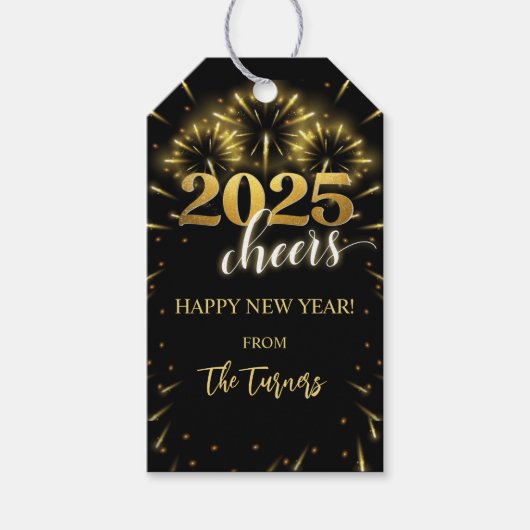 Oudjaarsfeest Gold & Black Cadeaulabel (Voorkant)