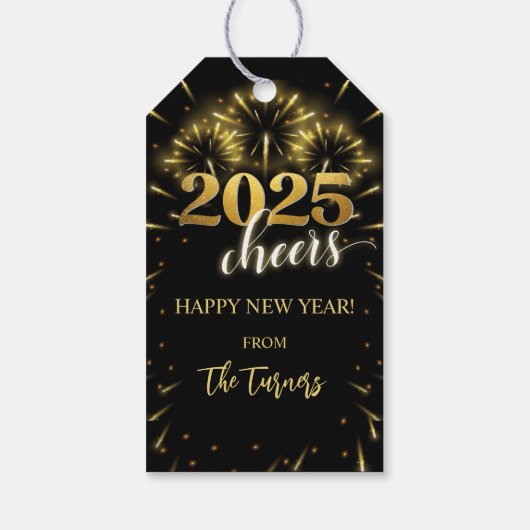 Oudjaarsfeest Gold & Black Cadeaulabel (Achterkant)