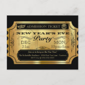 Oudjaarsfeest Gouden Ticket Uitnodigingen (Voorkant)