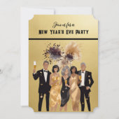 Oudjaarsfeest Uitnodiging Zwart en Goud (Voorkant)