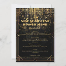 Oudjaarsmenu | Elegante zwarte & gouden glitter