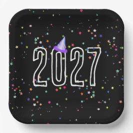 Oudjaarsparty 2027 papieren bordje