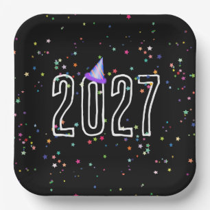 Oudjaarsparty 2027 papieren bordje