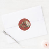 Oudjaarsvogels Antieke Kerstkaart Ronde Sticker (Envelop)