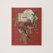 Oudjaarsvogels Antieke Nieuwjaarskaart Legpuzzel (Verticaal)