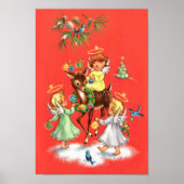 Oudjarige kerst Angels en rendieren Poster (Voorkant)