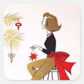 Oudjarige kerstdame feestdag sticker (Voorkant)