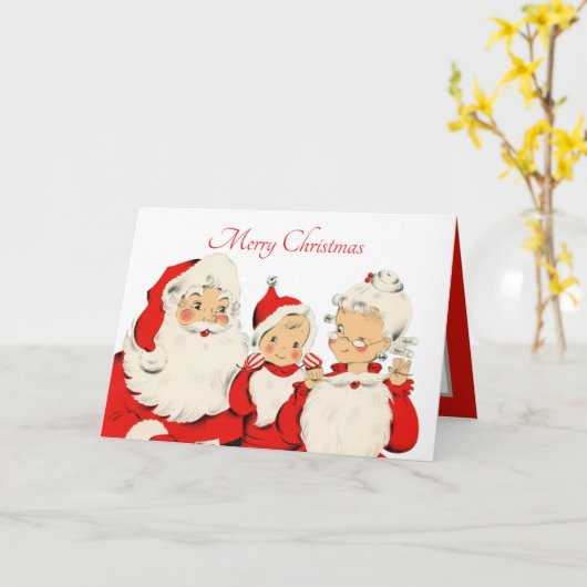 Oudjarige kerstman Mrs Claus voegt gevoel toe Kaart (Gele Bloem)