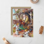 Oudjarige Kerstman Santa Angels wekt het gevoel Notitiekaartje (Voorkant / Achterkant in situ)