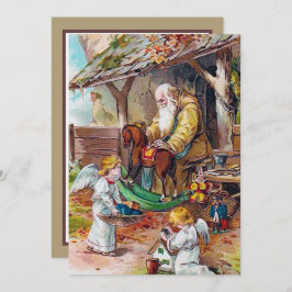 Oudjarige Kerstman Santa Angels wekt het gevoel Notitiekaartje