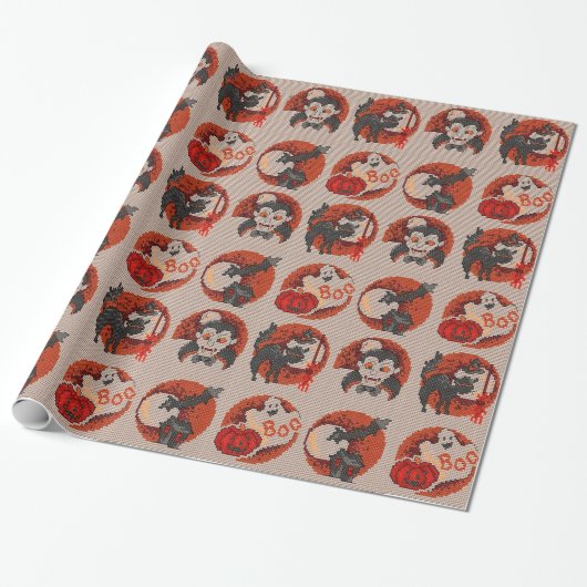 Oudmodisch Halloween nep-kruissteek papier (Uitgerold)